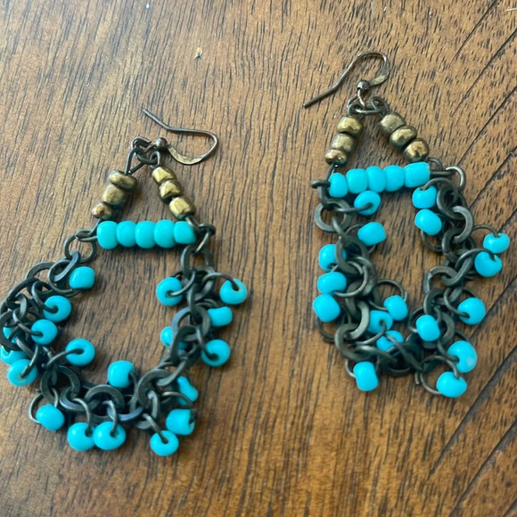 6 pairs bundle fashion earrings dangling drop hoops silver gold green black - Picture 12 of 16